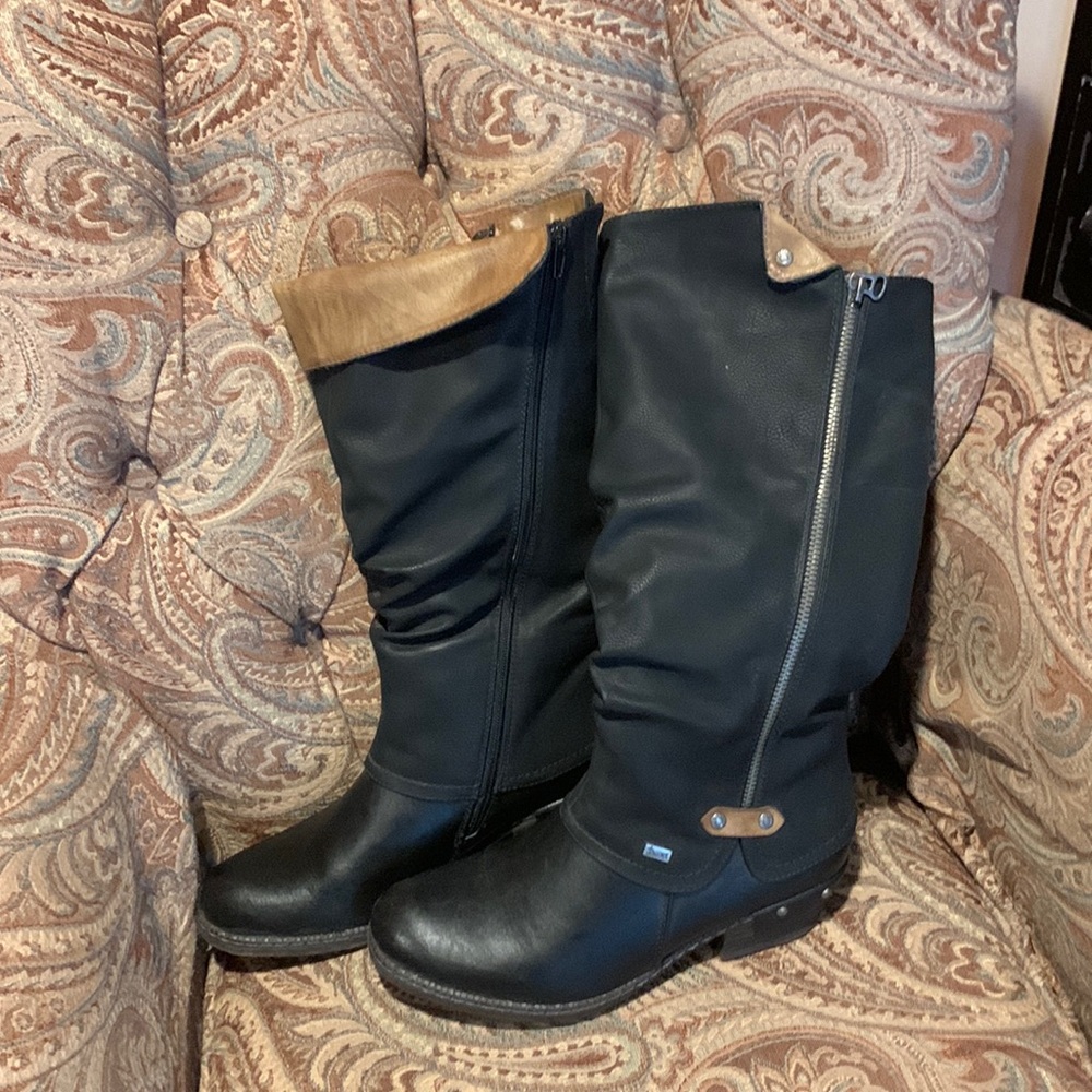 Black leather boots